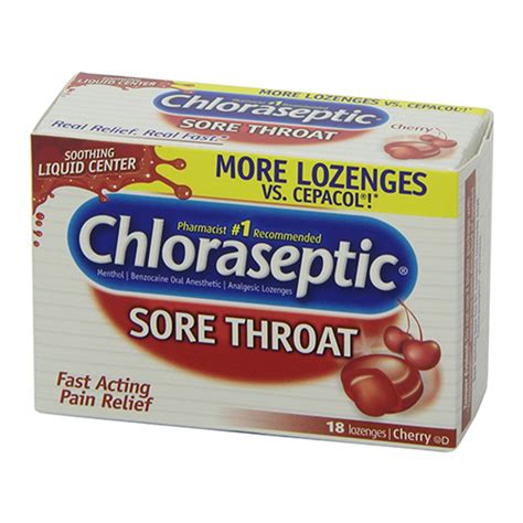 Chloraseptic Sore Throat Lozenges With Cherry Flavor 18 Each