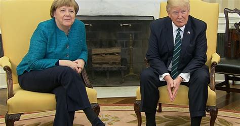 Donald Trump Angela Merkel Avoid Handshake During Photo Op