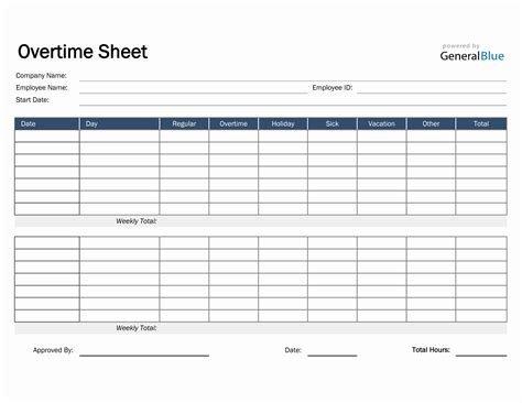 Overtime Sheet In Excel Basic