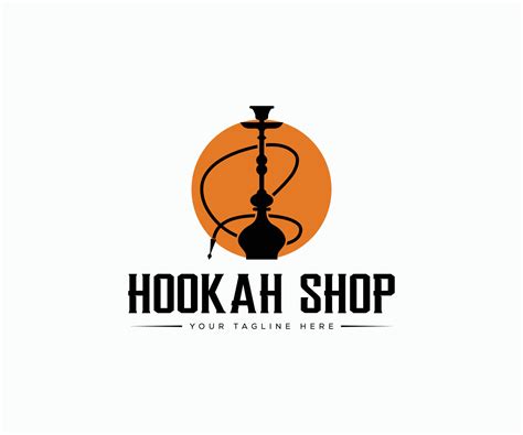 Hookah Logo Design Label Badge Vintage Shisha Logo Lounge Cafe