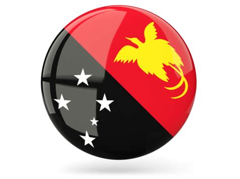 Glossy Round Icon Illustration Of Flag Of Papua New Guinea