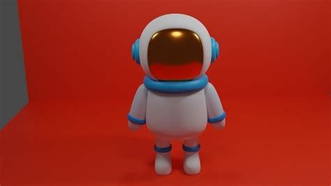 Astronaut Cartoon Character With Headphones And Backpack 3d Model