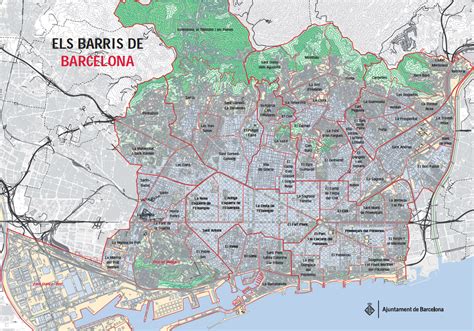Map Of Barcelona 10 Boroughs Distritos And Neighborhoods