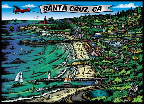 Santa Cruz Map 18x24 Poster · Jimbo Phillips Webstore · Online Store