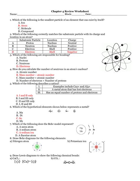 This worksheet is plain, simple and uncluttered. 11 Best Images of Atom Worksheets With Answer Keys - Atoms ...
