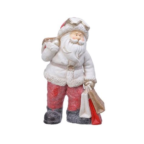 Polyresin Santa With Shopping Bags Christmas Decorations Arboretum