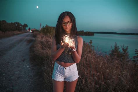 wallpaper tanned jean shorts women with glasses women outdoors portrait depth of field