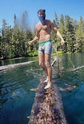 Shirtless Male Beard Muscular Hunk Briefs On River Beefcake 4X6 Photo