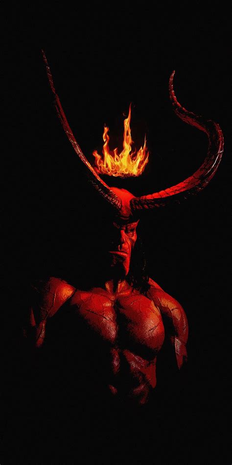 Hellboy 2019 Movie Horns Fire Crown Poster Wallpaper Comic Book
