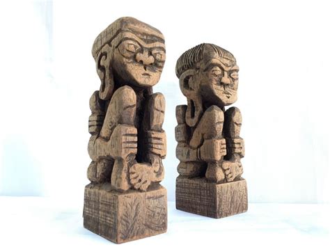 Tribal Art 170mm Dayak Bahau Statue Human People Figure Sculpture