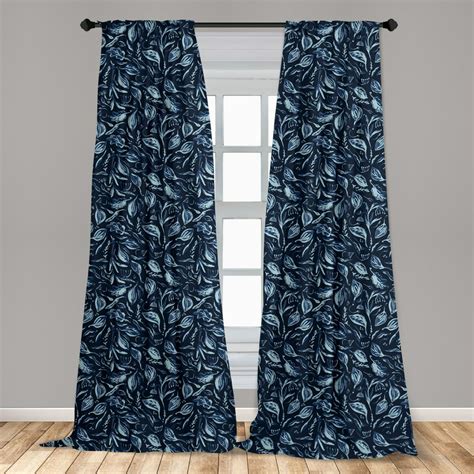 Botanical Curtains 2 Panels Set Continuous Pattern With Leafy Branches