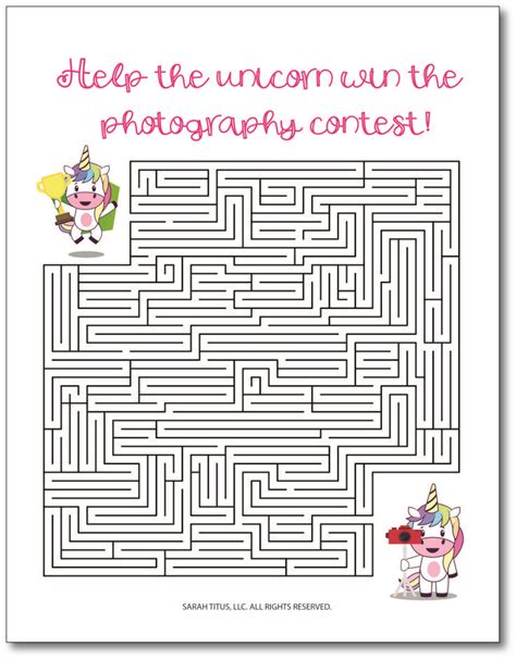Printable Worksheet Maze Kindergarten Unicorn