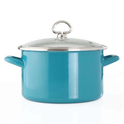 Chantal Sea Blue Enamel On Steel 4 Quart Soup Pot With Glass Lid