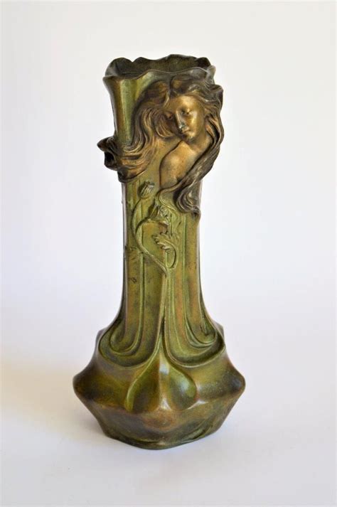 Stunning Antique Art Nouveau Bronzed Figural Vase By Francesco Flora C 1890s Antique Art Art