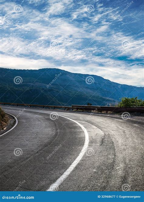 Turning Rural Road With Blue Mountains Stock Image Image Of Island