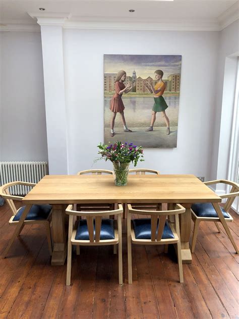 A Six Seat Curved Base Refectory Table With Our Oak Zen Dining Chairs