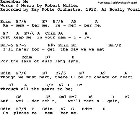 Song Lyrics With Guitar Chords For Remember Me Ray Noble Orchestra 1932 Al Bowlly Vocal