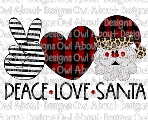 Peace Love Santa Digital Download Buffalo Plaid Red Buffalo Etsy