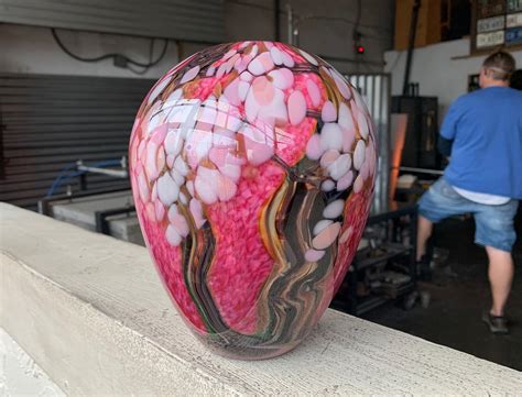 Cherry Blossom Vase 7 5 Blown Glass Art Decor Etsy