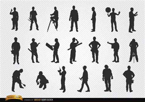 Construction Workers Silhouettes Vector Download