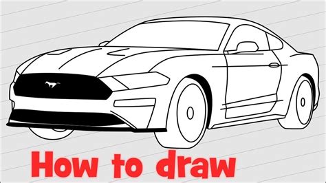 How To Draw A Car Ford Mustang Shelby Gt500 2018 Youtube