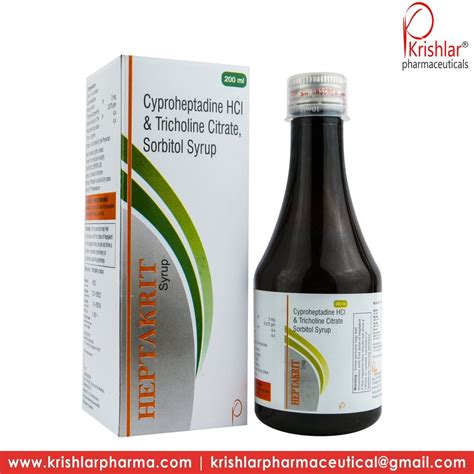Heptakrit Cyproheptadine Hcl And Tricholine Citrate Syrup 200 Ml