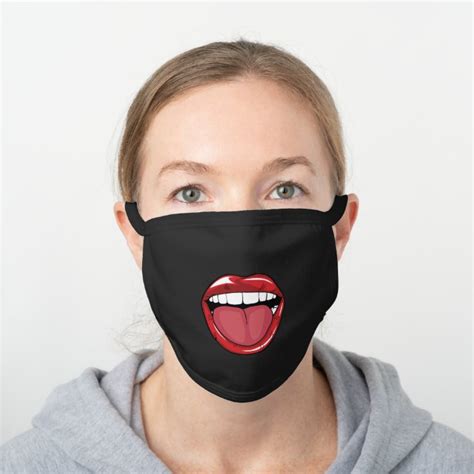 Laughing Open Red Mouth Lips Funny Black Cotton Face Mask