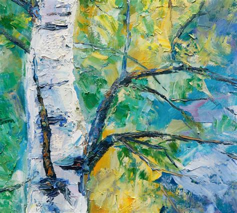 Landscape Oil Painting Silver Birch Tree Large Art Large Etsy