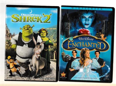 Shrek 2 Enchanted Dvd Movie Animated Lot Of 2 Disney Dreamworks Aob