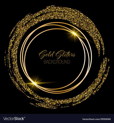 Gold Circle Frame Design Glitter Fine Dust Vector Image