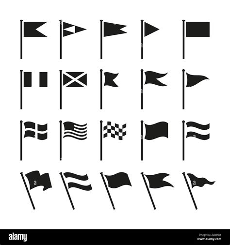 Black Flag Icons Flags Ui Signs Simple Pennant Silhouettes Isolated