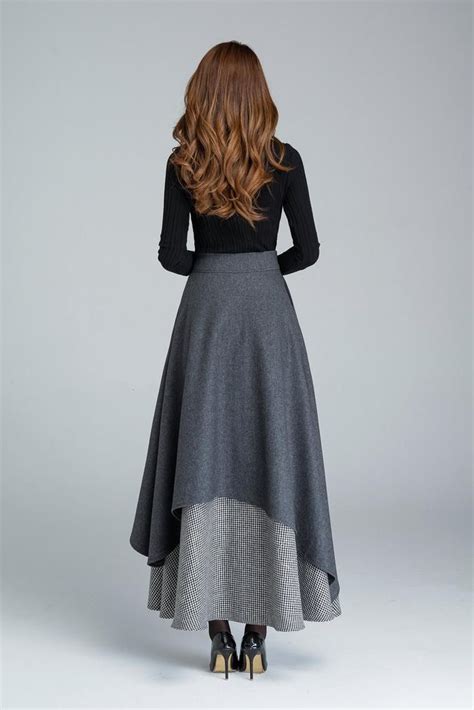 long wool skirt dark grey skirt gray wool skirt warm winter etsy long wool skirt skirt