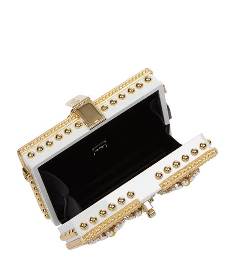 Dolce And Gabbana Daisy Embellished Padlock Box Clutch In Metallic Lyst