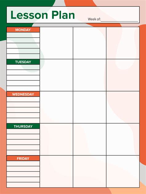 Blank Preschool Lesson Plan Template