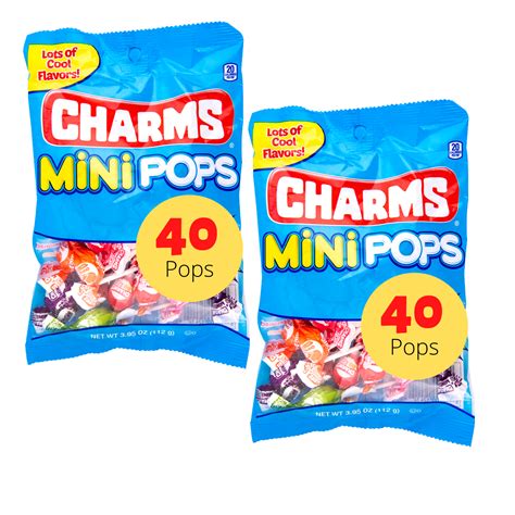 Charms Mini Pops Assorted Lollipop Fruity Flavor 40ct Gluten Free And