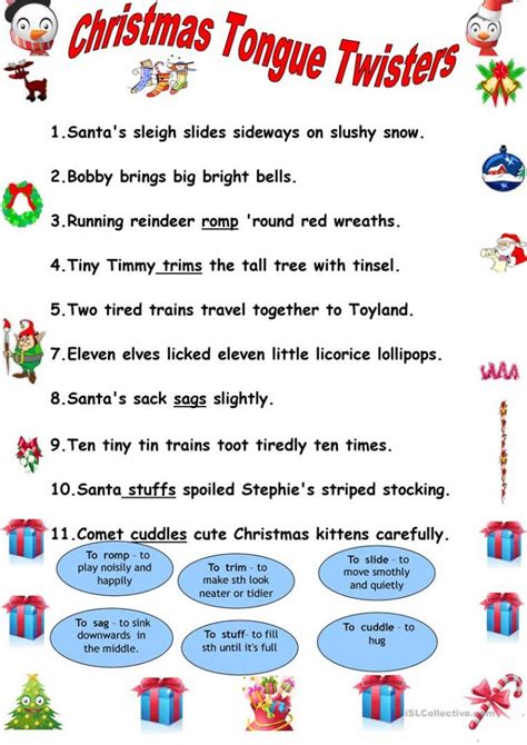 Christmas Tongue Twisters Worksheet Free Esl Printable Worksheets