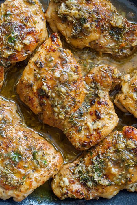 Seared Chicken Thighs In Garlic And Herb Sauce Every Last Bite