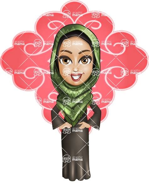 Young Muslim Woman Cartoon Vector Character 102 Cartoon Poses Shape 4 Graphicmama