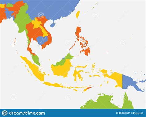 Political Map Of Southeastern Asia Stock Vector Illustration Of