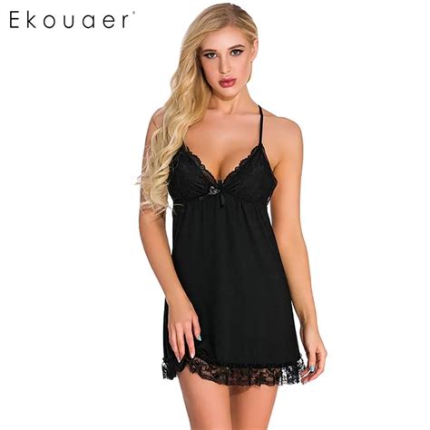 Ekouaer Women Sexy Spaghetti Strap Nightgown Sleepwear Lace Floral