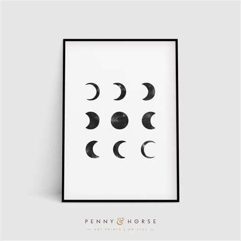 Moon Phases Wall Art Moon Phases Print Moon Poster Moon Etsy Uk