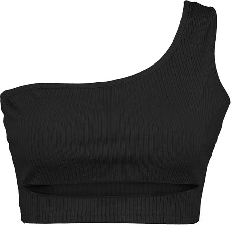 prettoday women s sexy cut out crop tank tops one shoulder sleeveless strappy tank basic slim