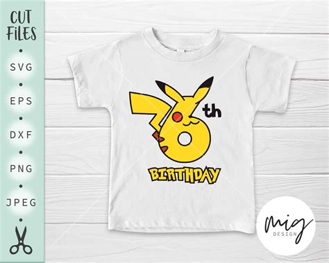 6th Birthday Pikachu Svg 6th Birthday Pokemon Svg Six Etsy