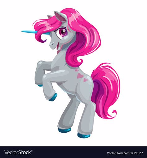 Cute Cartoon Unicorn With Pink Hair Royalty Free Vector