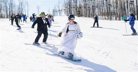 Snowboarding Bride Hits The Ski Slopes In Her Wedding Dress Minutes