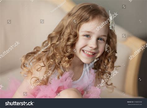Portrait Cute Little Girl Curly Hair Stock Photo 578885998 Shutterstock