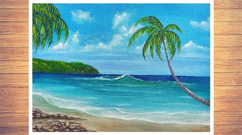 Easy Seascape Painting Painting Tropical Beach Beach Acrylic