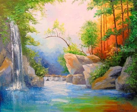 Waterfall In The Woods Paintings By Olha Darchuk