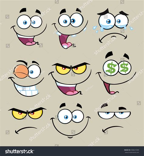 cartoon funny face expression set 1 stock vector royalty free 598631099 shutterstock