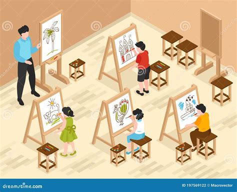 Art School Class Composition Stock Vector Illustration Of Education
